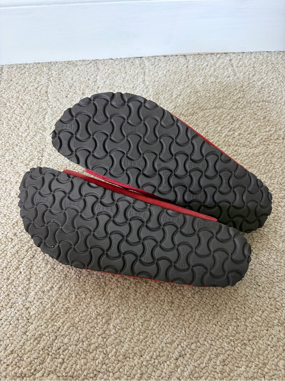 Birkenstock Red Two-Strap Leather Sandals - Picture 4 of 5